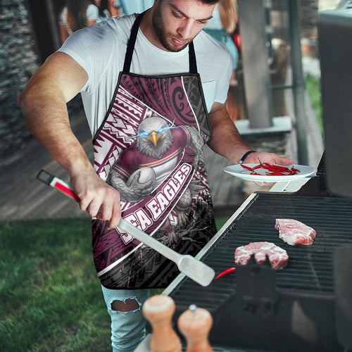 Manly Warringah Sea Eagles Rugby Mascot Apron Tribal Polynesian Power Art - Lightning Mascot