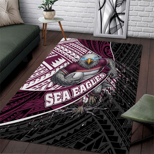 Manly Warringah Sea Eagles Rugby Mascot Area Rug Tribal Polynesian Power Art - Lightning Mascot