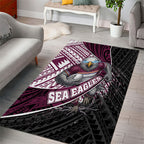 Manly Warringah Sea Eagles Rugby Mascot Area Rug Tribal Polynesian Power Art - Lightning Mascot