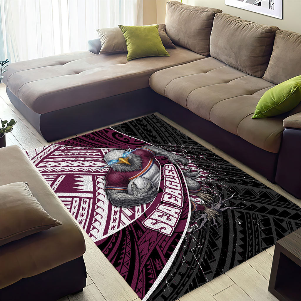 Manly Warringah Sea Eagles Rugby Mascot Area Rug Tribal Polynesian Power Art - Lightning Mascot