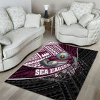 Manly Warringah Sea Eagles Rugby Mascot Area Rug Tribal Polynesian Power Art - Lightning Mascot