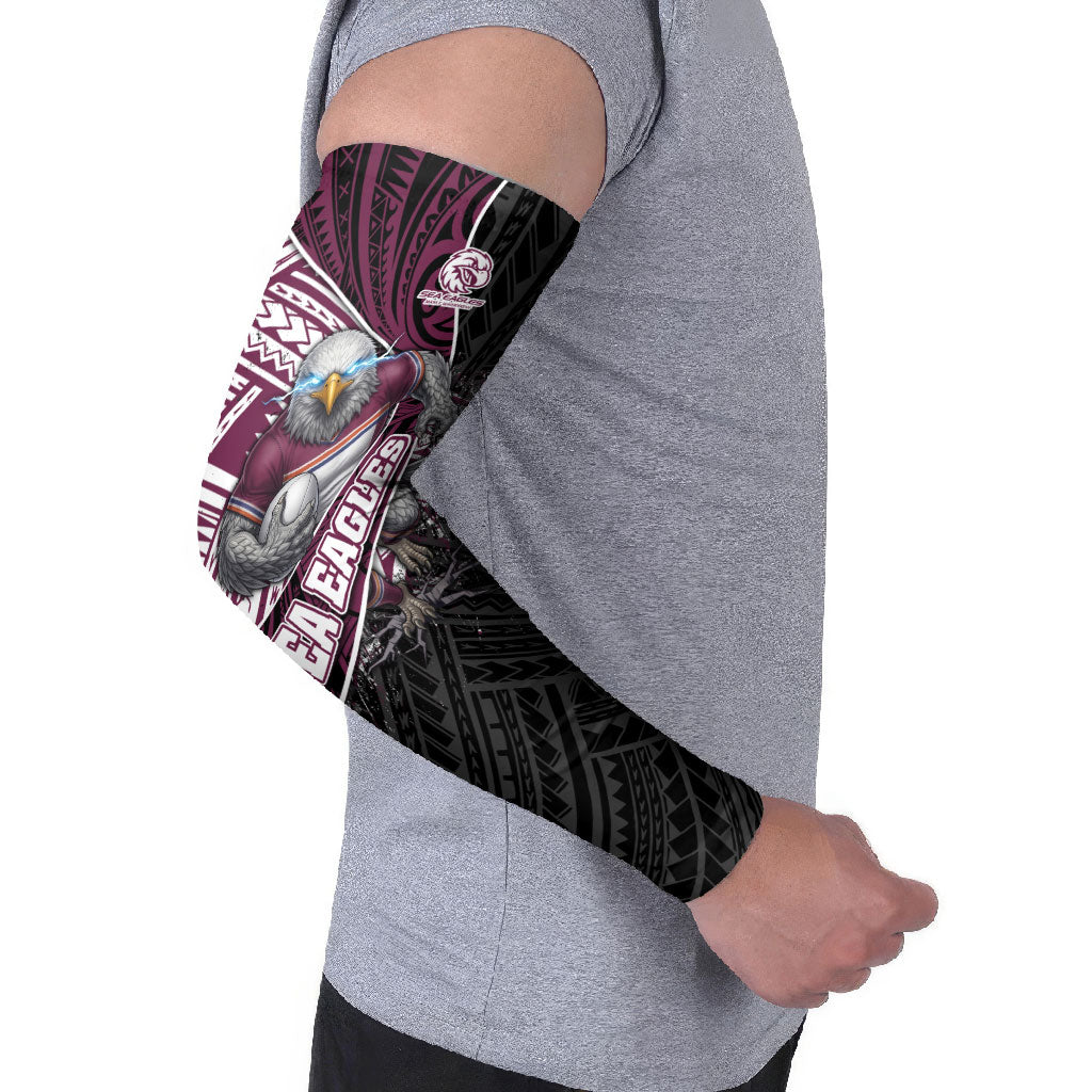 Manly Warringah Sea Eagles Rugby Mascot Arm Sleeves Tribal Polynesian Power Art - Lightning Mascot