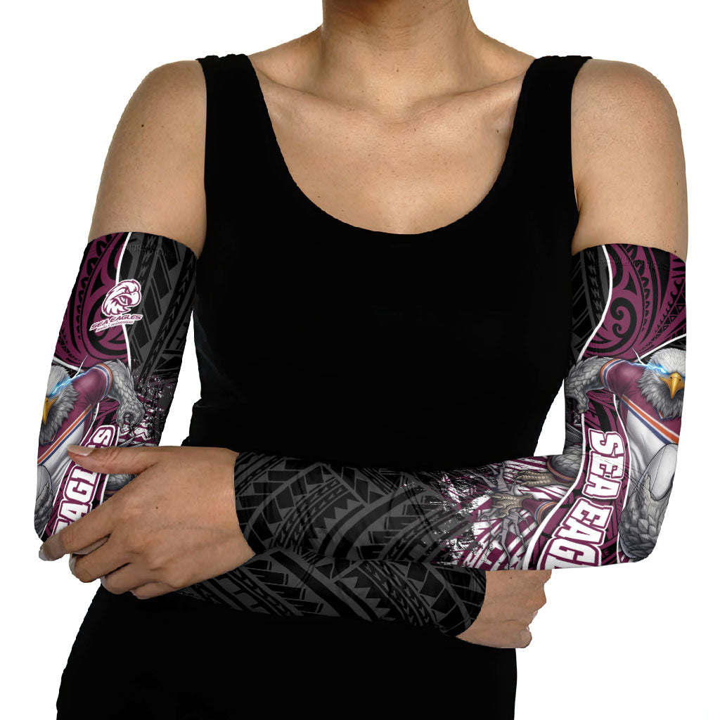 Manly Warringah Sea Eagles Rugby Mascot Arm Sleeves Tribal Polynesian Power Art - Lightning Mascot