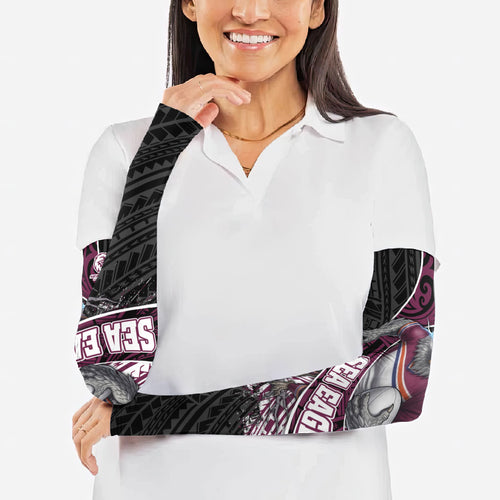 Manly Warringah Sea Eagles Rugby Mascot Arm Sleeves Tribal Polynesian Power Art - Lightning Mascot
