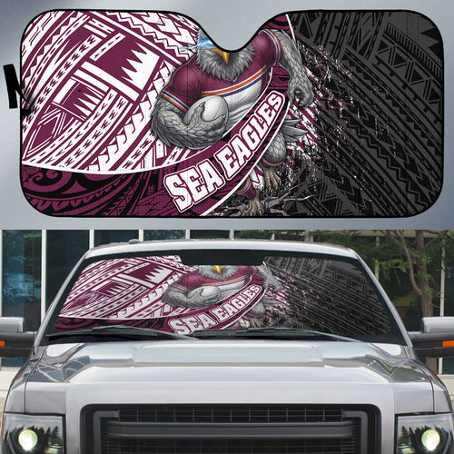 Manly Warringah Sea Eagles Rugby Mascot Auto Sun Shade Tribal Polynesian Power Art - Lightning Mascot