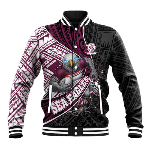 Manly Warringah Sea Eagles Rugby Mascot Baseball Jacket Tribal Polynesian Power Art - Lightning Mascot