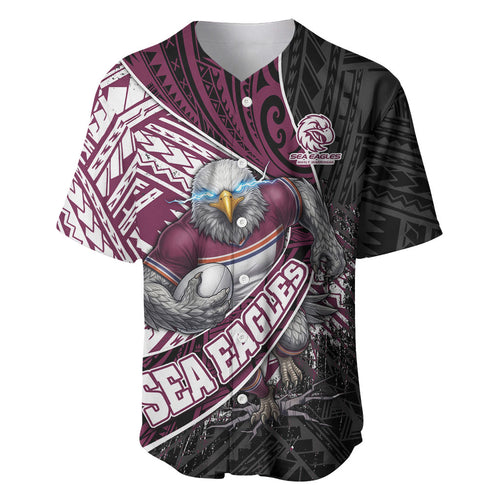 Manly Warringah Sea Eagles Rugby Mascot Baseball Jersey Tribal Polynesian Power Art - Lightning Mascot