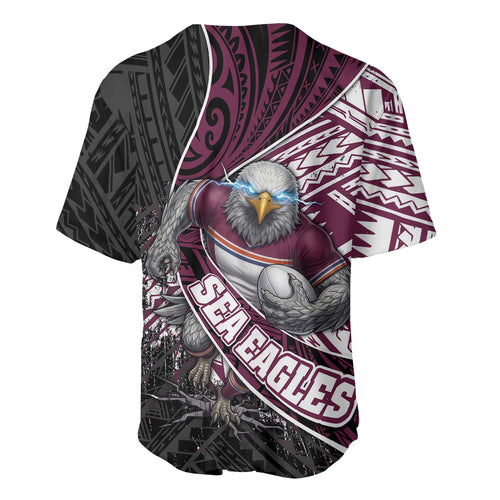 Manly Warringah Sea Eagles Rugby Mascot Baseball Jersey Tribal Polynesian Power Art - Lightning Mascot