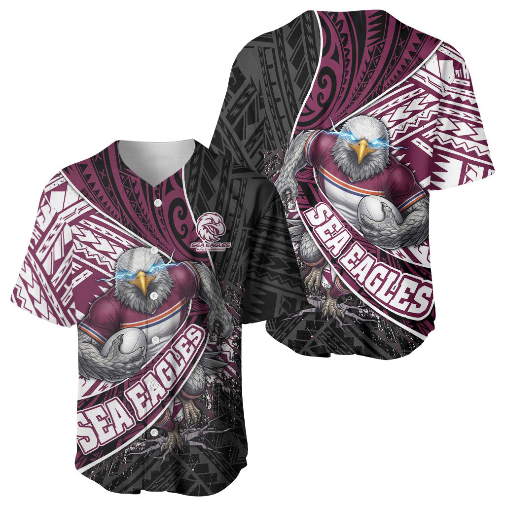 Manly Warringah Sea Eagles Rugby Mascot Baseball Jersey Tribal Polynesian Power Art - Lightning Mascot
