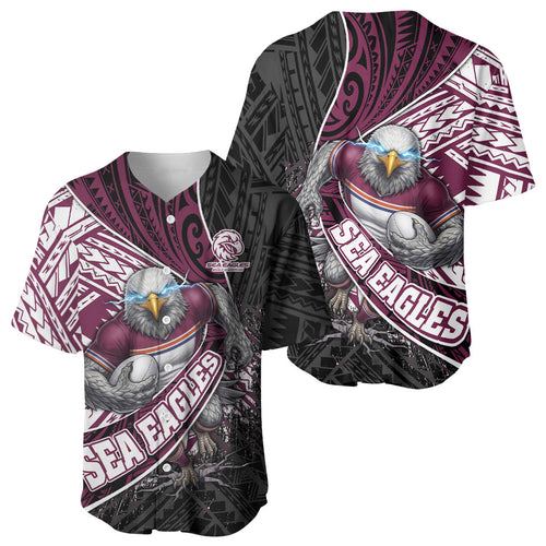 Manly Warringah Sea Eagles Rugby Mascot Baseball Jersey Tribal Polynesian Power Art - Lightning Mascot