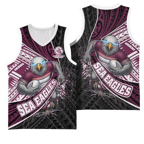 Manly Warringah Sea Eagles Rugby Mascot Basketball Jersey Tribal Polynesian Power Art - Lightning Mascot
