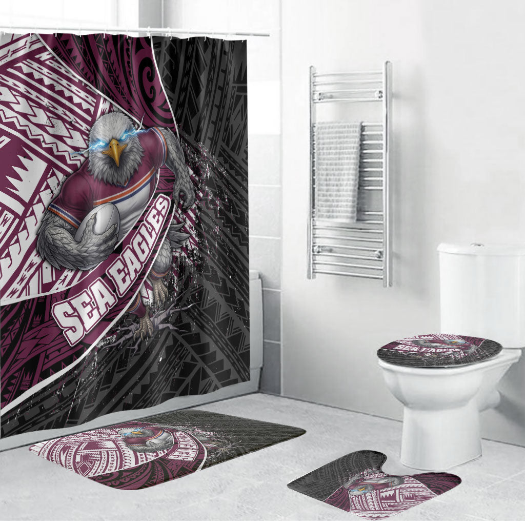 Manly Warringah Sea Eagles Rugby Mascot Bathroom Set Tribal Polynesian Power Art - Lightning Mascot