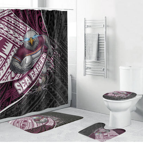 Manly Warringah Sea Eagles Rugby Mascot Bathroom Set Tribal Polynesian Power Art - Lightning Mascot