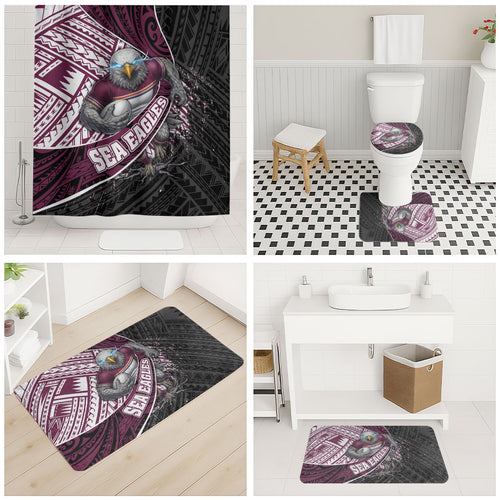 Manly Warringah Sea Eagles Rugby Mascot Bathroom Set Tribal Polynesian Power Art - Lightning Mascot