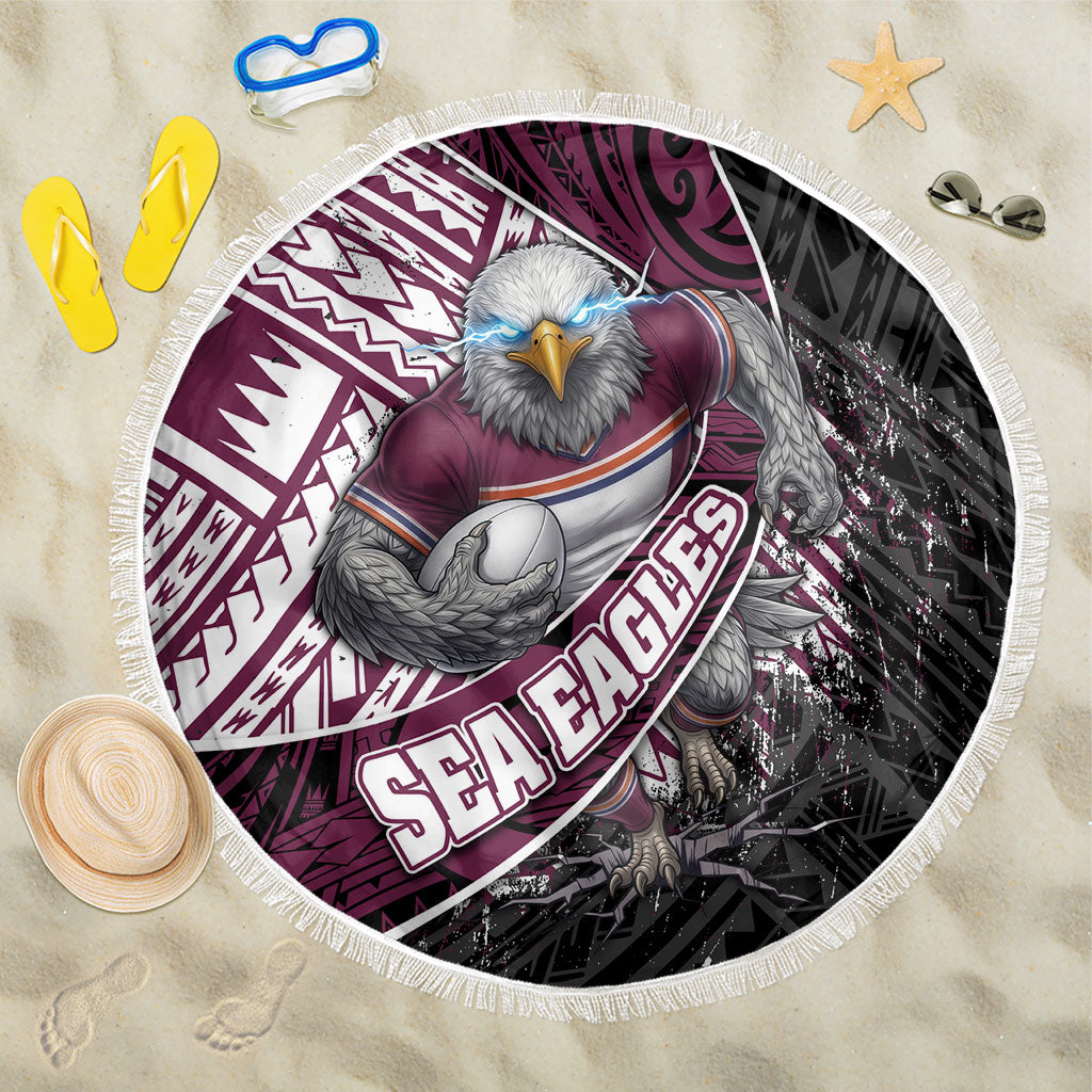 Manly Warringah Sea Eagles Rugby Mascot Beach Blanket Tribal Polynesian Power Art - Lightning Mascot