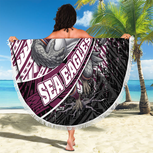 Manly Warringah Sea Eagles Rugby Mascot Beach Blanket Tribal Polynesian Power Art - Lightning Mascot