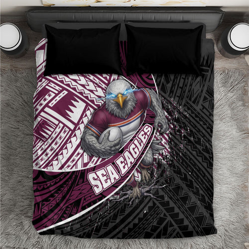 Manly Warringah Sea Eagles Rugby Mascot Bedding Set Tribal Polynesian Power Art - Lightning Mascot