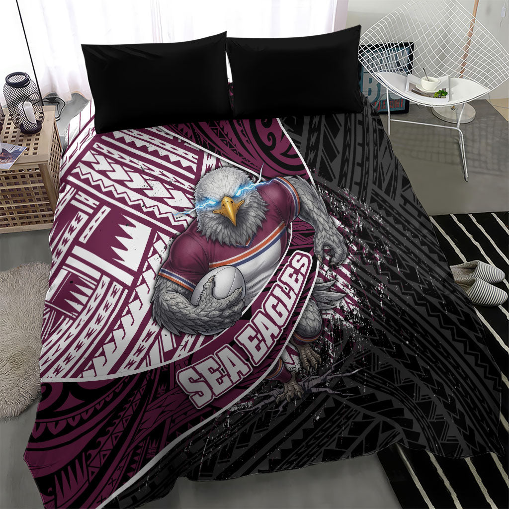Manly Warringah Sea Eagles Rugby Mascot Bedding Set Tribal Polynesian Power Art - Lightning Mascot