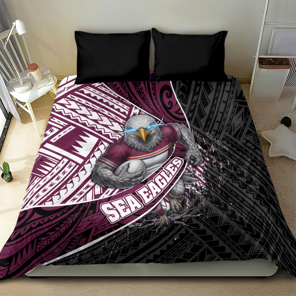 Manly Warringah Sea Eagles Rugby Mascot Bedding Set Tribal Polynesian Power Art - Lightning Mascot