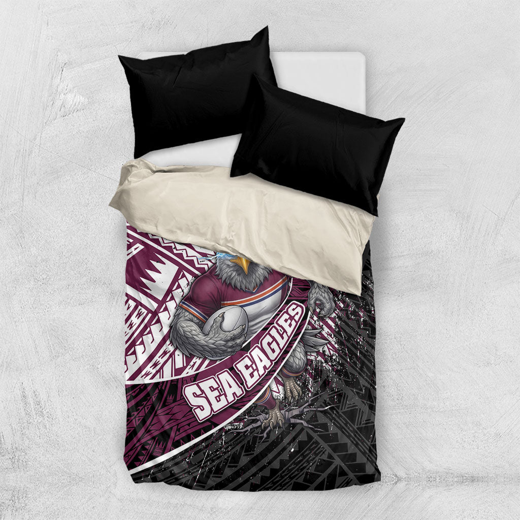 Manly Warringah Sea Eagles Rugby Mascot Bedding Set Tribal Polynesian Power Art - Lightning Mascot