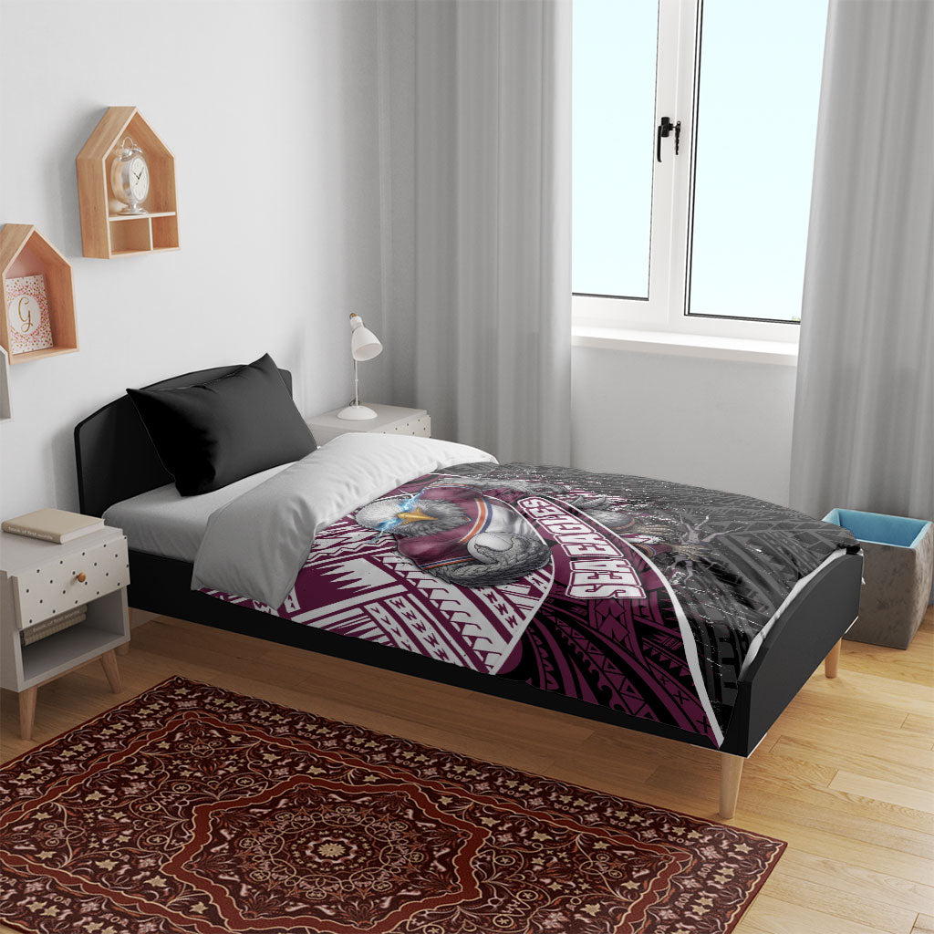 Manly Warringah Sea Eagles Rugby Mascot Bedding Set Tribal Polynesian Power Art - Lightning Mascot