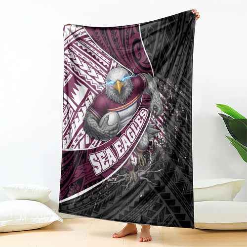 Manly Warringah Sea Eagles Rugby Mascot Blanket Tribal Polynesian Power Art - Lightning Mascot