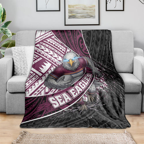 Manly Warringah Sea Eagles Rugby Mascot Blanket Tribal Polynesian Power Art - Lightning Mascot