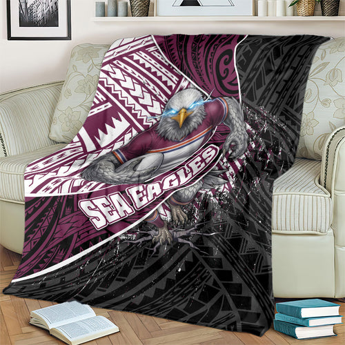 Manly Warringah Sea Eagles Rugby Mascot Blanket Tribal Polynesian Power Art - Lightning Mascot