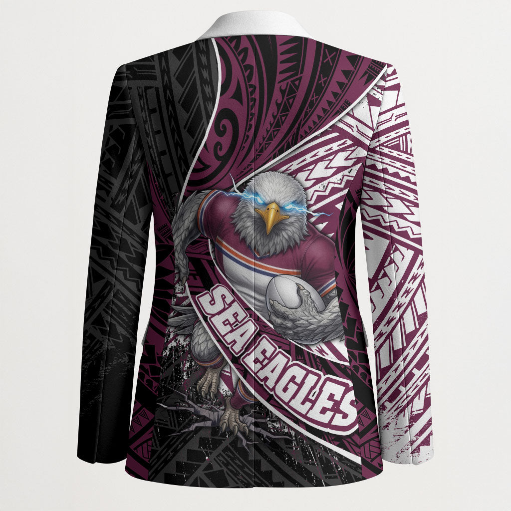 Manly Warringah Sea Eagles Rugby Mascot Blazer Tribal Polynesian Power Art - Lightning Mascot