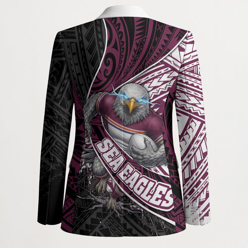 Manly Warringah Sea Eagles Rugby Mascot Blazer Tribal Polynesian Power Art - Lightning Mascot