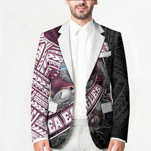 Manly Warringah Sea Eagles Rugby Mascot Blazer Tribal Polynesian Power Art - Lightning Mascot