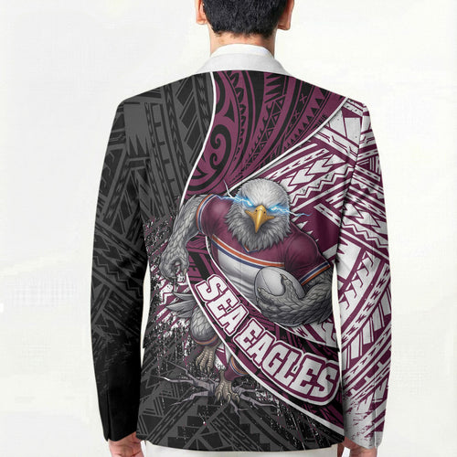 Manly Warringah Sea Eagles Rugby Mascot Blazer Tribal Polynesian Power Art - Lightning Mascot