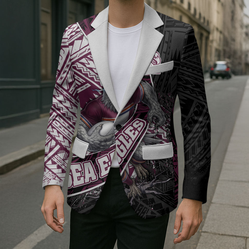 Manly Warringah Sea Eagles Rugby Mascot Blazer Tribal Polynesian Power Art - Lightning Mascot