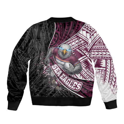 Manly Warringah Sea Eagles Rugby Mascot Bomber Jacket Tribal Polynesian Power Art - Lightning Mascot