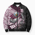 Manly Warringah Sea Eagles Rugby Mascot Bomber Puffer Jacket Tribal Polynesian Power Art - Lightning Mascot