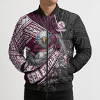 Manly Warringah Sea Eagles Rugby Mascot Bomber Puffer Jacket Tribal Polynesian Power Art - Lightning Mascot