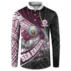 Manly Warringah Sea Eagles Rugby Mascot Button Sweatshirt Tribal Polynesian Power Art - Lightning Mascot