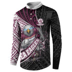 Manly Warringah Sea Eagles Rugby Mascot Button Sweatshirt Tribal Polynesian Power Art - Lightning Mascot