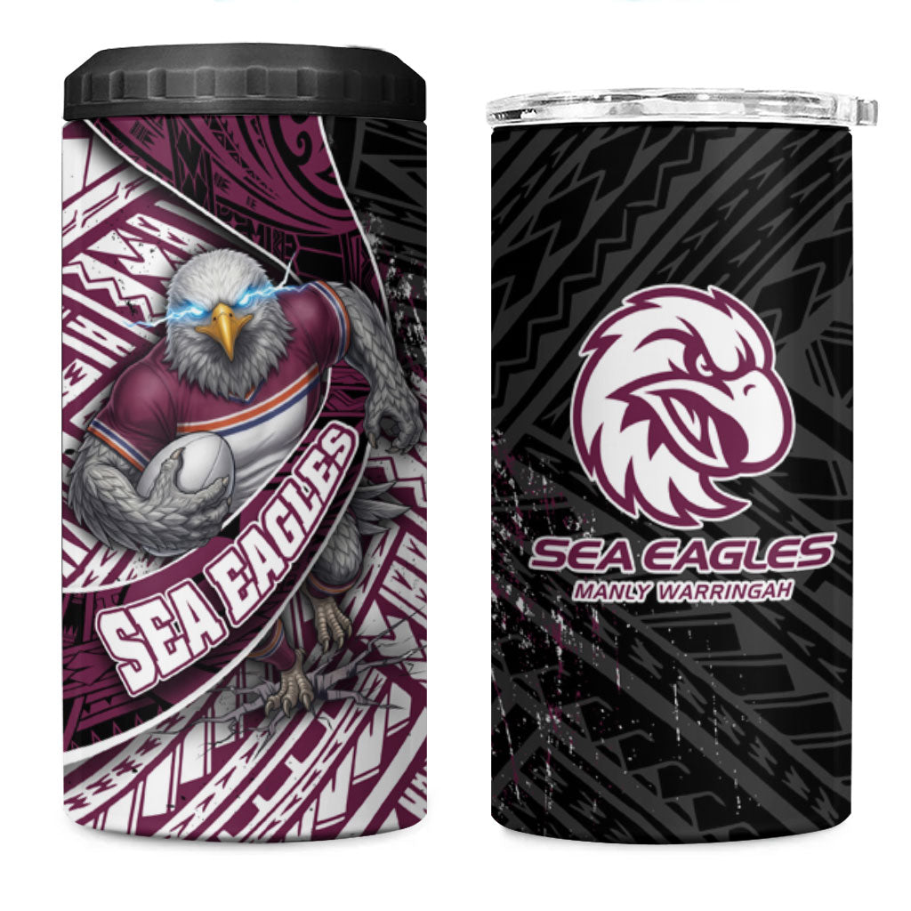 Manly Warringah Sea Eagles Rugby Mascot 4 in 1 Can Cooler Tumbler Tribal Polynesian Power Art - Lightning Mascot