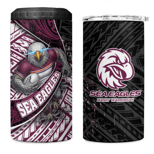 Manly Warringah Sea Eagles Rugby Mascot 4 in 1 Can Cooler Tumbler Tribal Polynesian Power Art - Lightning Mascot