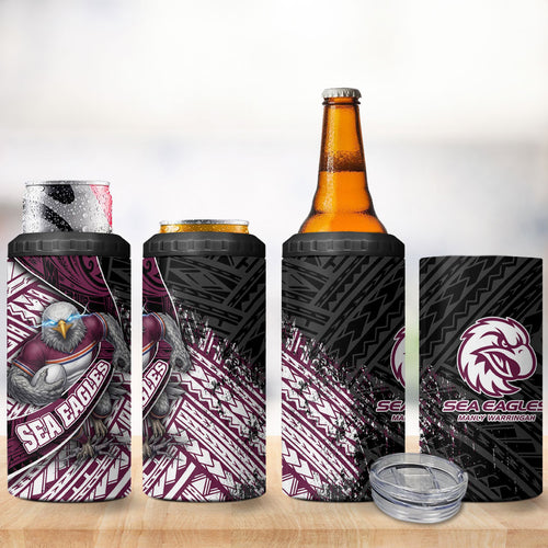 Manly Warringah Sea Eagles Rugby Mascot 4 in 1 Can Cooler Tumbler Tribal Polynesian Power Art - Lightning Mascot