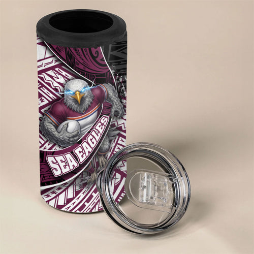 Manly Warringah Sea Eagles Rugby Mascot 4 in 1 Can Cooler Tumbler Tribal Polynesian Power Art - Lightning Mascot