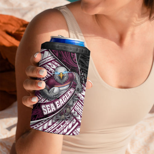 Manly Warringah Sea Eagles Rugby Mascot 4 in 1 Can Cooler Tumbler Tribal Polynesian Power Art - Lightning Mascot