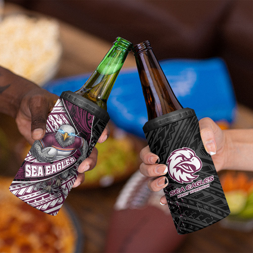 Manly Warringah Sea Eagles Rugby Mascot 4 in 1 Can Cooler Tumbler Tribal Polynesian Power Art - Lightning Mascot