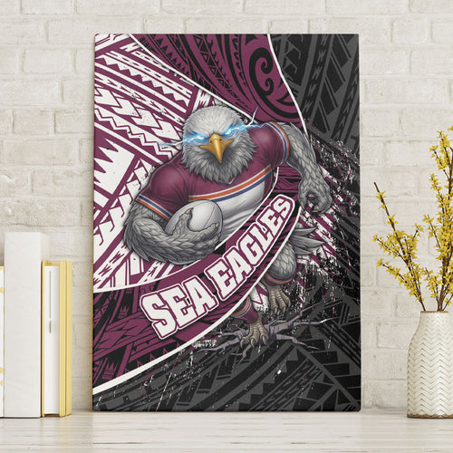 Manly Warringah Sea Eagles Rugby Mascot Canvas Wall Art Tribal Polynesian Power Art - Lightning Mascot