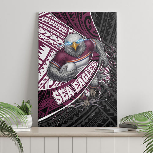 Manly Warringah Sea Eagles Rugby Mascot Canvas Wall Art Tribal Polynesian Power Art - Lightning Mascot