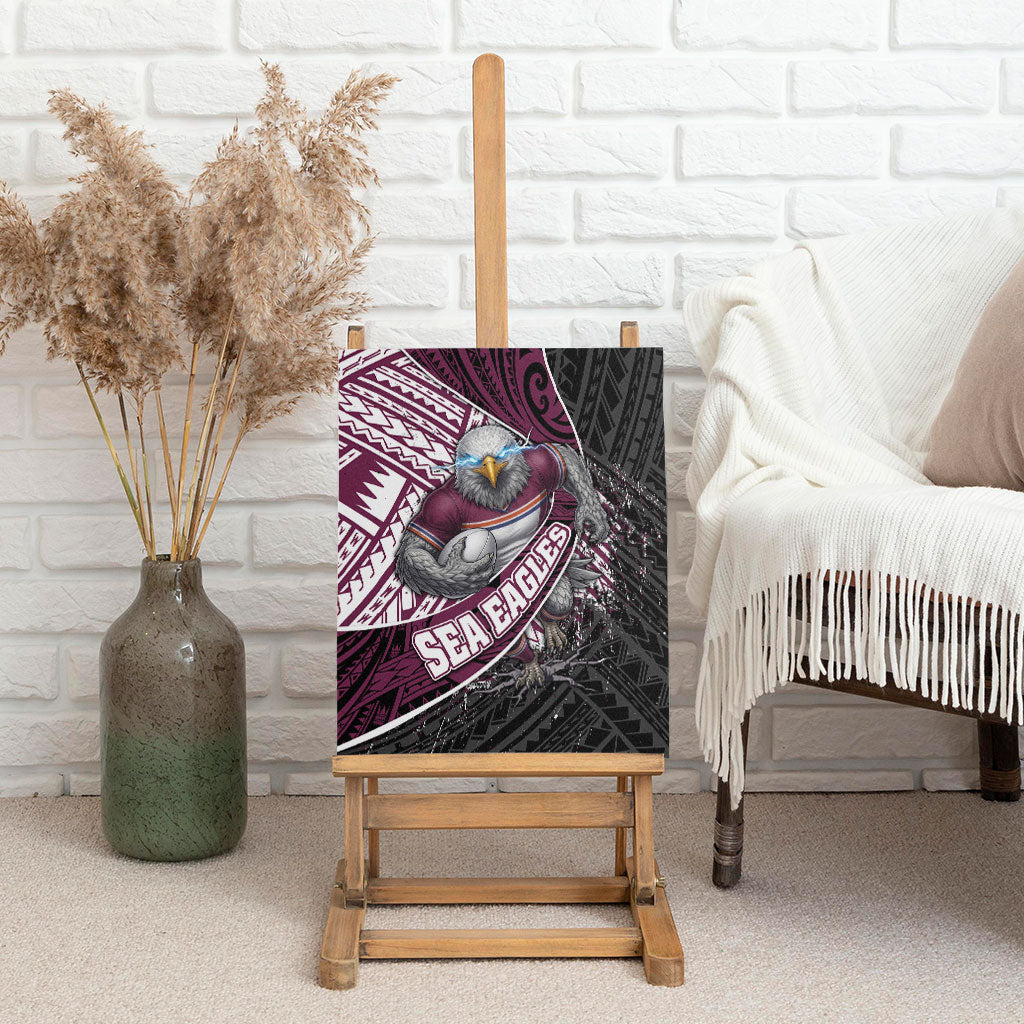 Manly Warringah Sea Eagles Rugby Mascot Canvas Wall Art Tribal Polynesian Power Art - Lightning Mascot