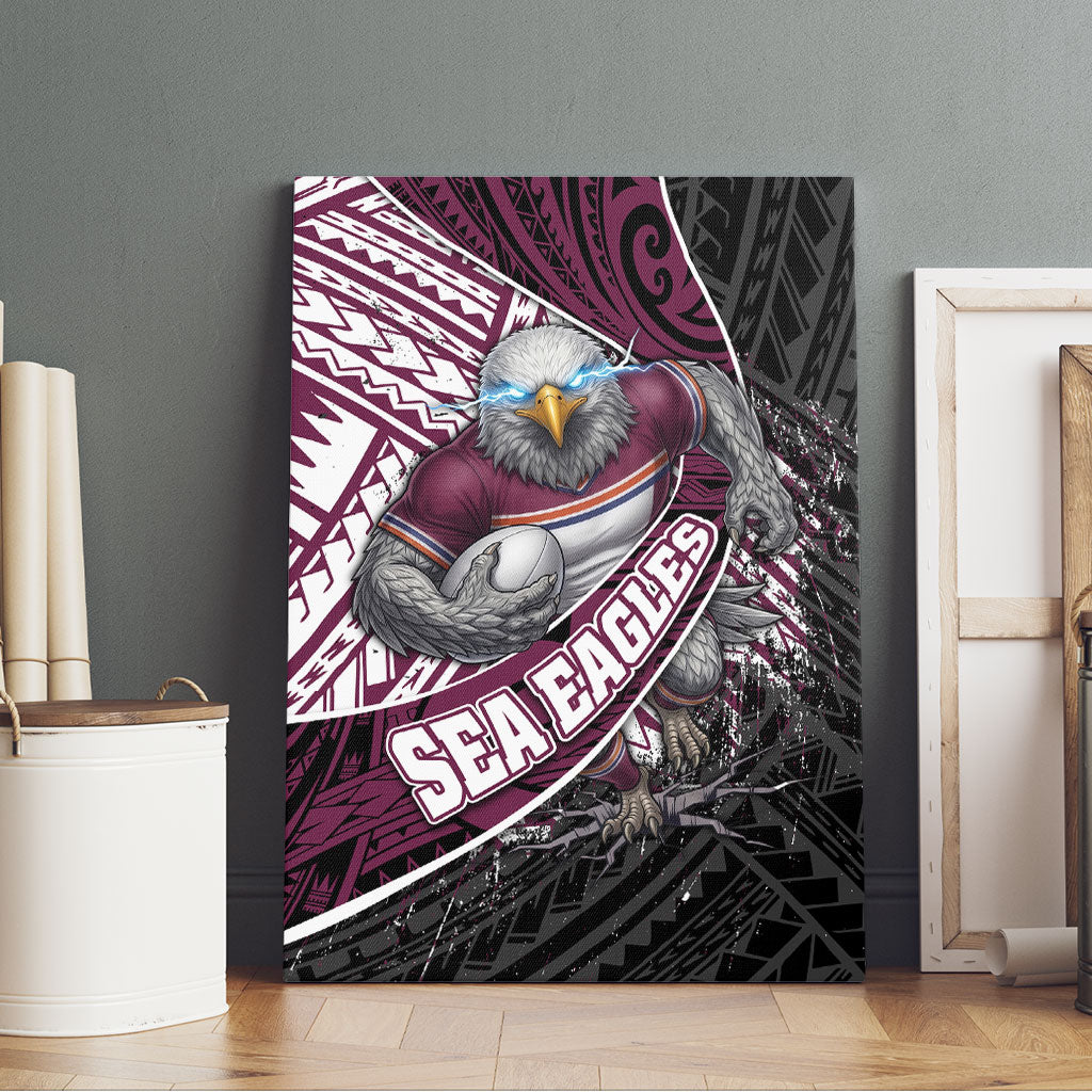 Manly Warringah Sea Eagles Rugby Mascot Canvas Wall Art Tribal Polynesian Power Art - Lightning Mascot