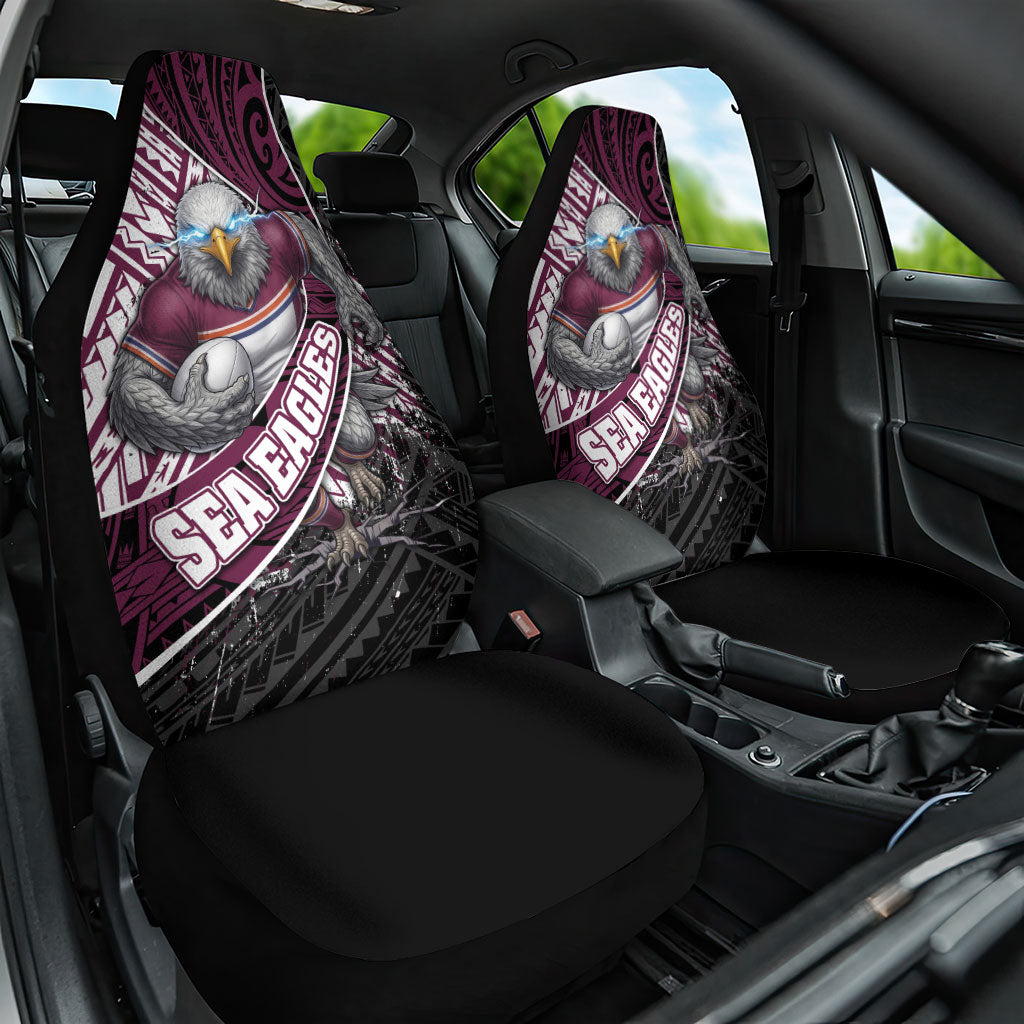 Manly Warringah Sea Eagles Rugby Mascot Car Seat Cover Tribal Polynesian Power Art - Lightning Mascot