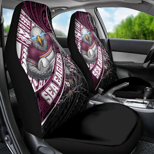 Manly Warringah Sea Eagles Rugby Mascot Car Seat Cover Tribal Polynesian Power Art - Lightning Mascot